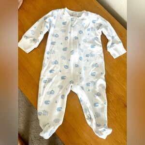 Kissy Kissy White and Light Blue Sheep Zip Front Footie